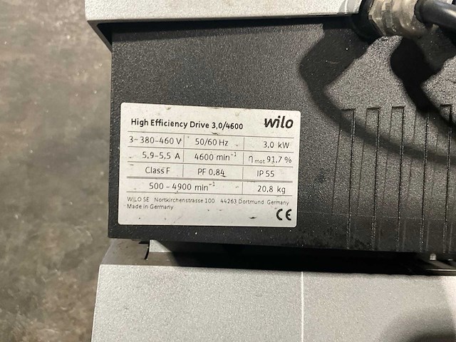 Wilo high efficiency drive 2,4/4500 inline-/centrifugaalpomp (2x) - afbeelding 4 van  4