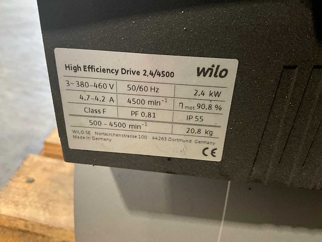Wilo high efficiency drive 2,4/4500 inline-/centrifugaalpomp - afbeelding 5 van  5