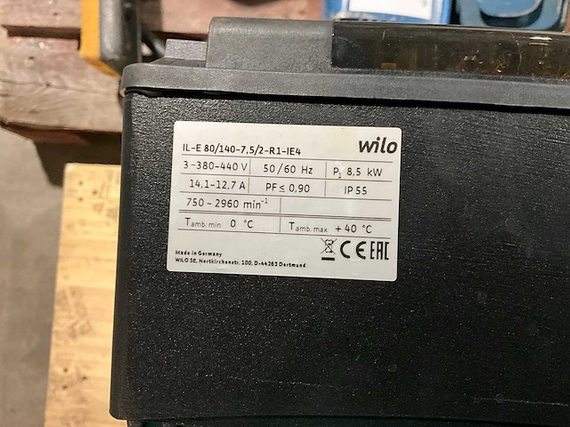 Wilo il-e 80/140-7.5/2-r1-ie4 inline centrifugaalpomp - afbeelding 5 van  6