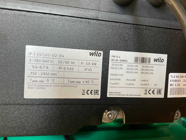 Wilo ip-e 65/120-3/2-ie4 circulatiepomp - afbeelding 4 van  4