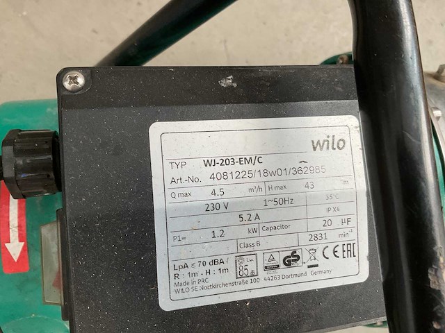 Wilo wj-203-em/c pomp - afbeelding 2 van  2