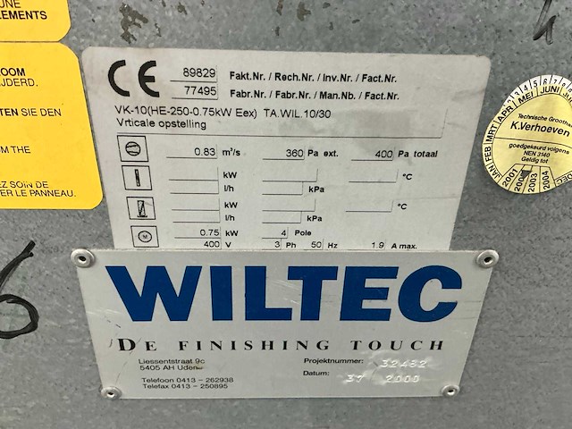 Wiltec vk-10(he-250-0,75kw eex) lijmtafel - afbeelding 2 van  2