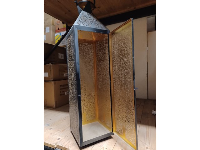 Windlicht lantaarn 70 cm hoog metaal aantal 1 stuks. - afbeelding 5 van  5