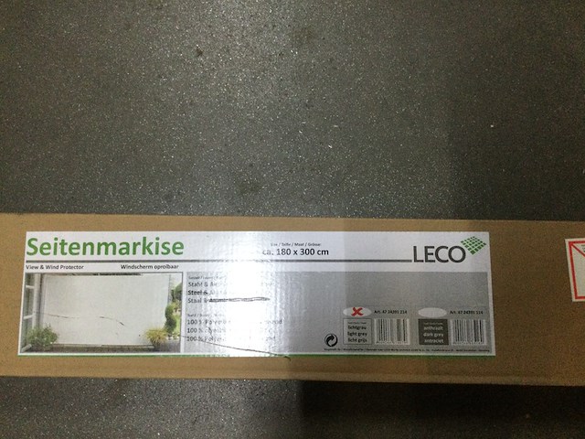 Windscherm oprolbaar, leco, lichtgrijs - afbeelding 4 van  8