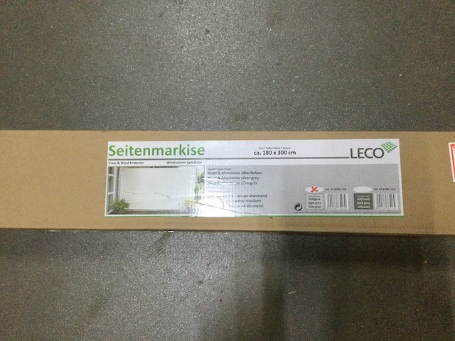 Windscherm oprolbaar, leco, uittrekbaar zijscherm / windscherm voor terras of balkon, lichtgrijs - afbeelding 3 van  8
