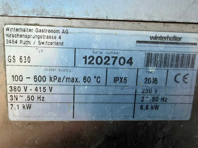 Winterhalter - gs630 gereedschapwasser - vaatwasmachine - afbeelding 7 van  7