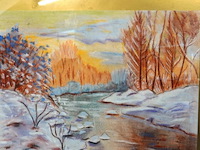 Wintertafereel in passe-partout en achter glas - afbeelding 2 van  5