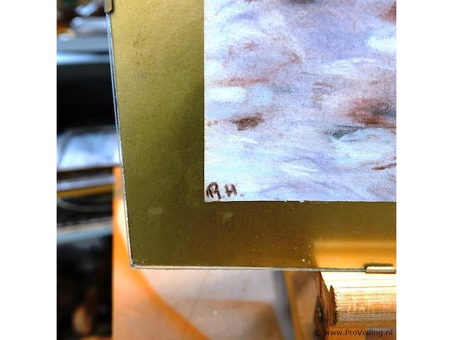 Wintertafereel in passe-partout en achter glas - afbeelding 4 van  5