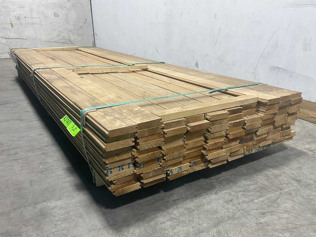 Wit afrikaans eikenhouten plank fraké mes- en groef, 270x9,7x2,2 cm (105x) - afbeelding 5 van  7