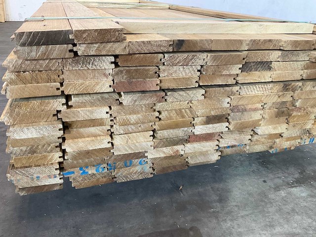 Wit afrikaans eikenhouten plank fraké mes en groef 210x9.7x2.2 cm (56x) - afbeelding 5 van  5