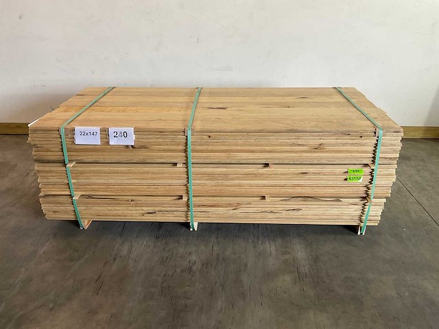 Wit afrikaans eikenhouten plank fraké mes en groef 220x14.7x2.2 cm (32x) - afbeelding 1 van  5