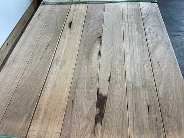 Wit afrikaans eikenhouten plank fraké mes en groef 220x14.7x2.2 cm (32x) - afbeelding 3 van  5