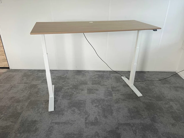 Wit/ eiken elektrische zit-sta bureau - afbeelding 8 van  9