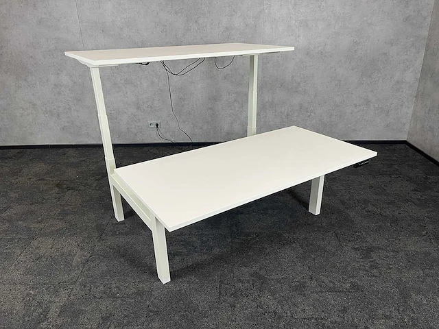 Wit elektrisch zit-sta duo bureau 160x80 - afbeelding 1 van  12