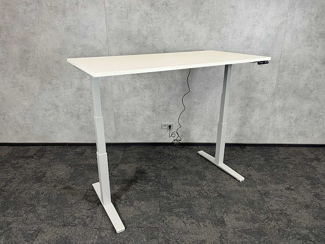 Wit/ grijs elektrische zit-sta bureau 160x80 - afbeelding 1 van  10