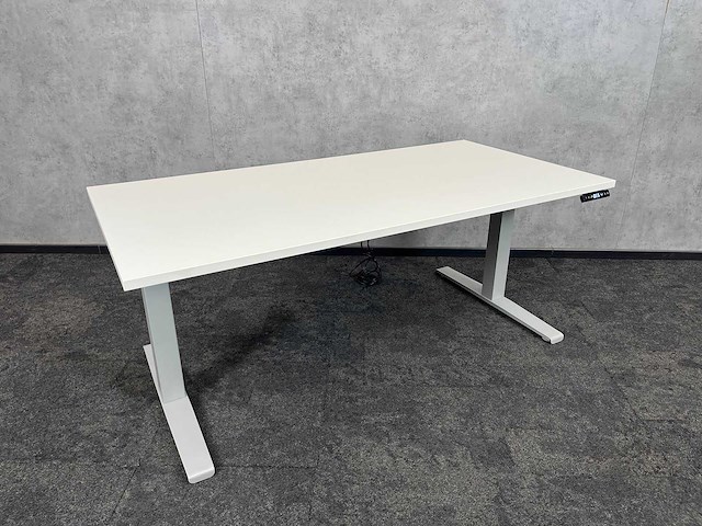 Wit/ grijs elektrische zit-sta bureau 160x80 - afbeelding 3 van  10