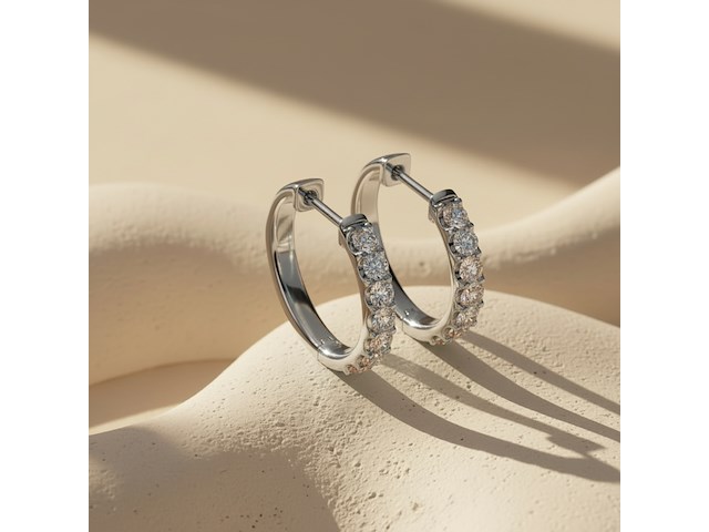 Witgoud oorbellen - 0,71ct diamant - afbeelding 1 van  3