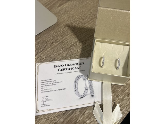 Witgoud oorbellen - 0,71ct diamant - afbeelding 3 van  3