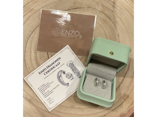 Witgoud oorbellen met diamant - afbeelding 3 van  3