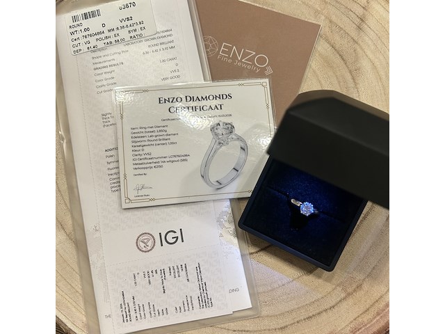 Witgoud ring - 1.00ct diamant ( igi gecertificeerd ) - afbeelding 8 van  8