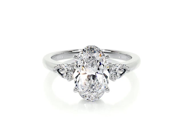 Witgoud ring - 3.10ct diamant ( igi gecertificeerd ) - afbeelding 1 van  7