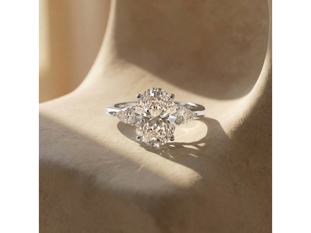 Witgoud ring - 3.10ct diamant ( igi gecertificeerd ) - afbeelding 3 van  7