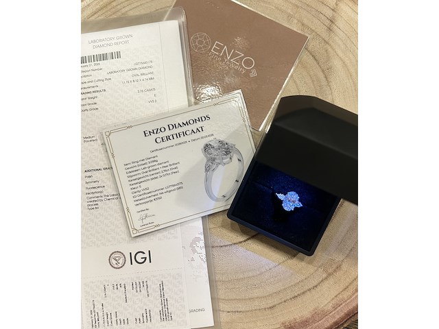 Witgoud ring - 3.10ct diamant ( igi gecertificeerd ) - afbeelding 7 van  7