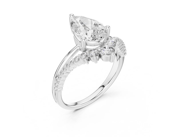 Witgoud ringen met 2.42ct diamant ( igi gecertificeerd ) - afbeelding 2 van  7