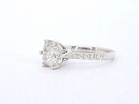 Witgouden 18 carat ring met een grote natuurlijke briljant geslepen diamant van 3.00 carat en briljanten - afbeelding 3 van  7