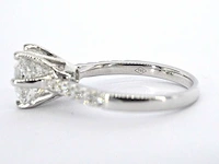 Witgouden 18 carat ring met een grote natuurlijke briljant geslepen diamant van 3.00 carat en briljanten - afbeelding 5 van  7