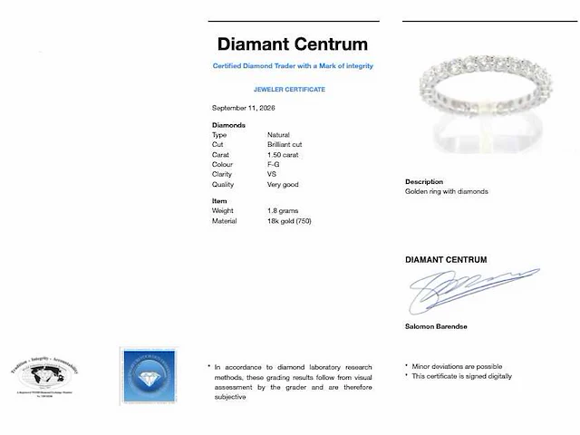 Witgouden alliance ring briljant - afbeelding 8 van  8