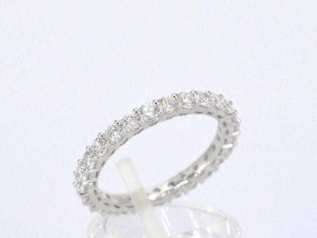 Witgouden alliance ring met briljant geslepen diamant - afbeelding 7 van  10