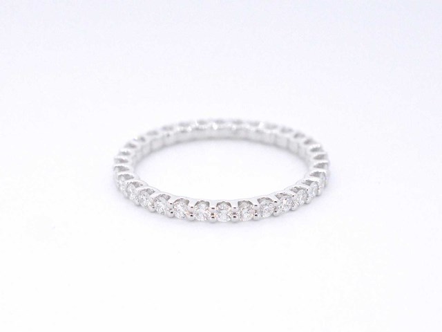 Witgouden alliance ring met briljant geslepen diamant - afbeelding 1 van  2