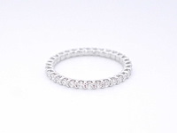 Witgouden alliance ring met briljant geslepen diamant - afbeelding 1 van  2