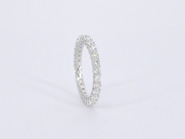 Witgouden alliance ring met briljant geslepen diamant - afbeelding 10 van  11