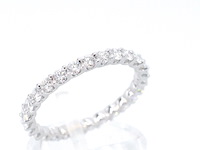 Witgouden alliance ring met briljant geslepen diamant - afbeelding 5 van  10