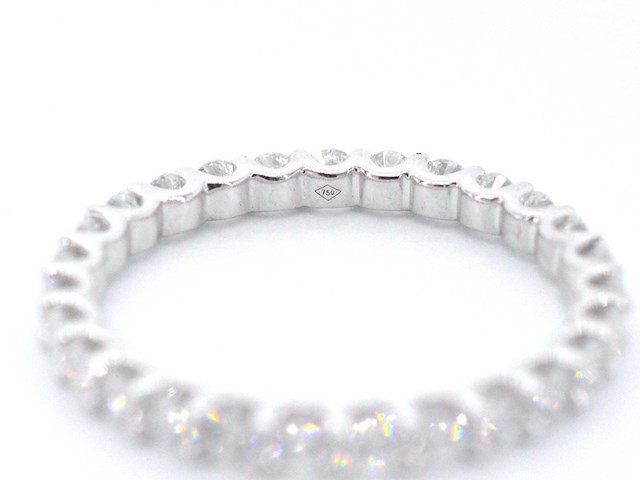 Witgouden alliance ring met briljant geslepen diamant - afbeelding 9 van  10