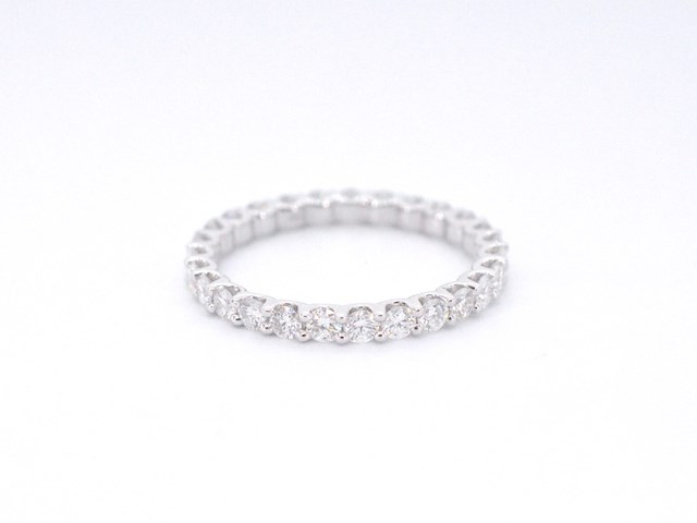 Witgouden alliance ring met briljant geslepen diamant - afbeelding 5 van  8