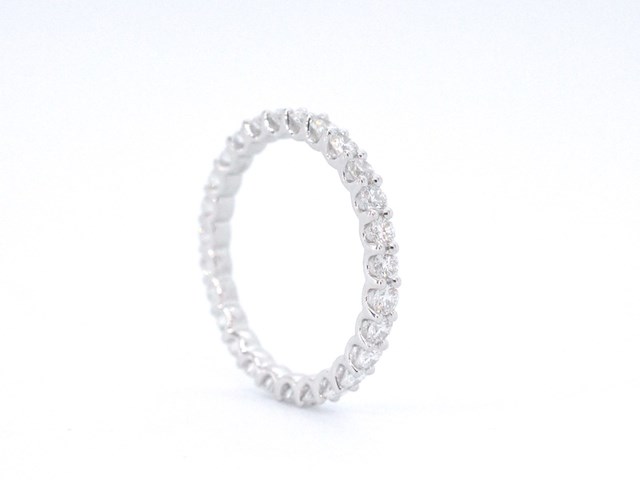 Witgouden alliance ring met briljant geslepen diamant - afbeelding 7 van  8