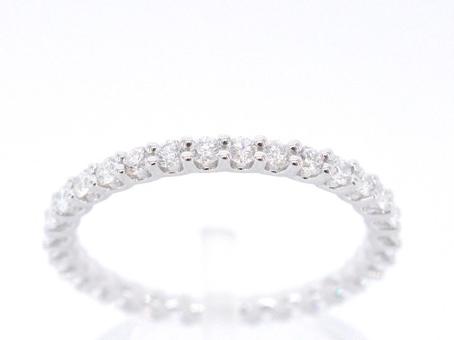 Witgouden alliance ring met briljant geslepen diamant - afbeelding 1 van  10