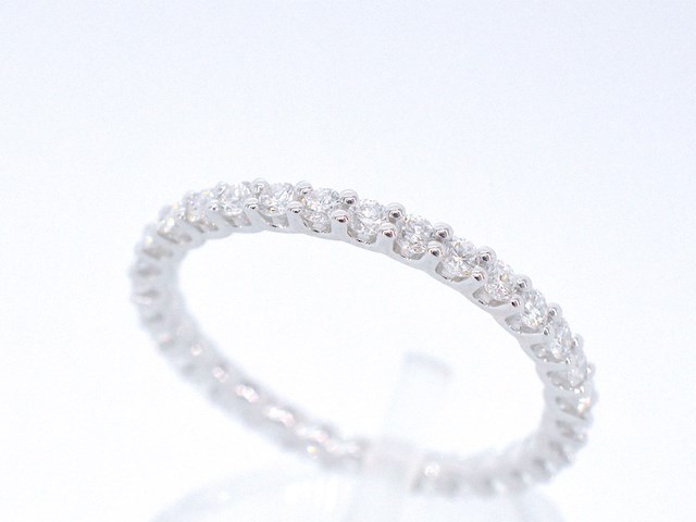 Witgouden alliance ring met briljant geslepen diamant - afbeelding 4 van  10