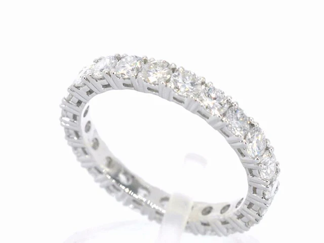 Witgouden alliance ring met briljant geslepen diamant - afbeelding 3 van  9
