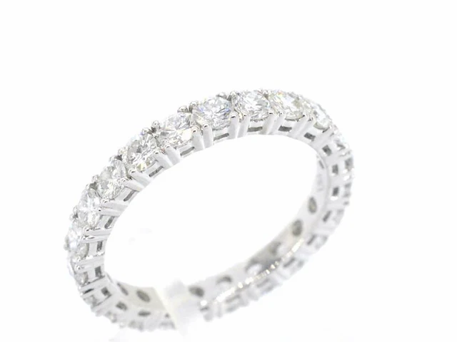 Witgouden alliance ring met briljant geslepen diamant - afbeelding 4 van  9