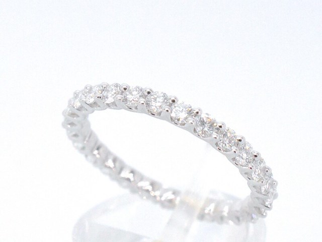 Witgouden alliance ring met briljant geslepen diamant - afbeelding 4 van  10