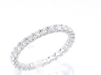 Witgouden alliance ring met briljant geslepen diamant - afbeelding 5 van  10
