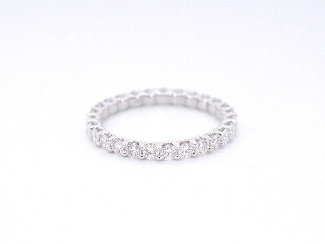 Witgouden alliance ring met briljant geslepen diamant - afbeelding 6 van  10