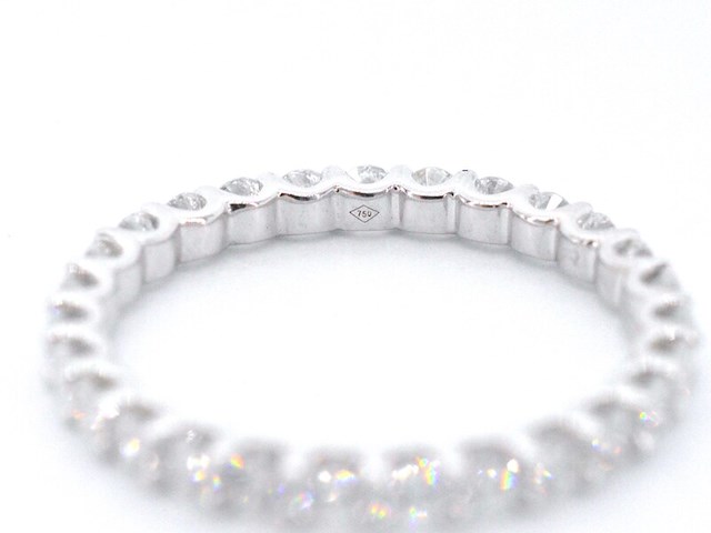 Witgouden alliance ring met briljant geslepen diamant - afbeelding 9 van  10