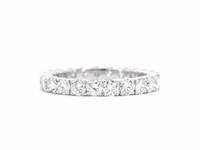 Witgouden alliance ring met briljant geslepen diamant - afbeelding 8 van  11
