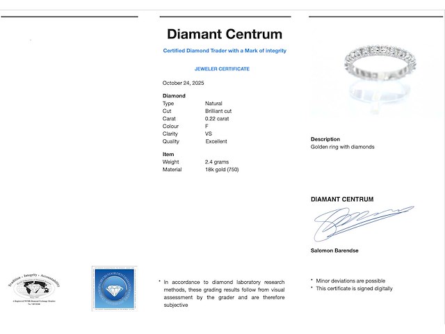 Witgouden alliance ring met diamanten - afbeelding 3 van  6