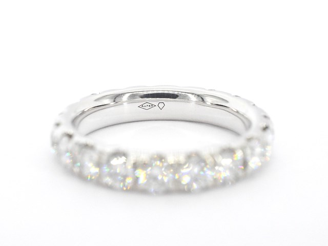 Witgouden alliance ring met diamanten - afbeelding 7 van  9